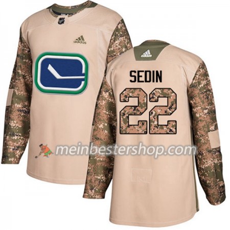 Vancouver Canucks Daniel Sedin 22 Adidas 2017-2018 Camo Veterans Day Practice Trikot Authentic - Herren